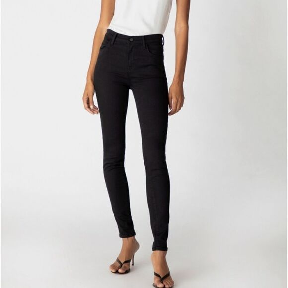 J Brand Womens Maria Black Denim Slimming High Rise Skinny Jeans - Picture 1 of 5